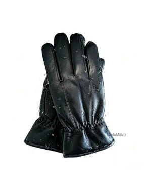 Genuine Sheepskin Leather Mens Winter Driving Gloves Fleece Lined